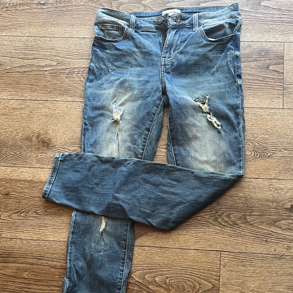 Classic Blue Distressed Skinny Jeans.